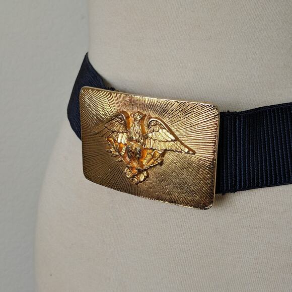 Belt Vintage Large Gold Eagle Buckle Shiny America - Picture 7 of 11